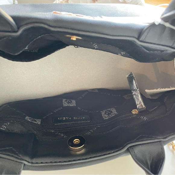 NWT ANNE KLEIN Black Cairo Satchel Style Handbag with Crossbody - Picture 6 of 9